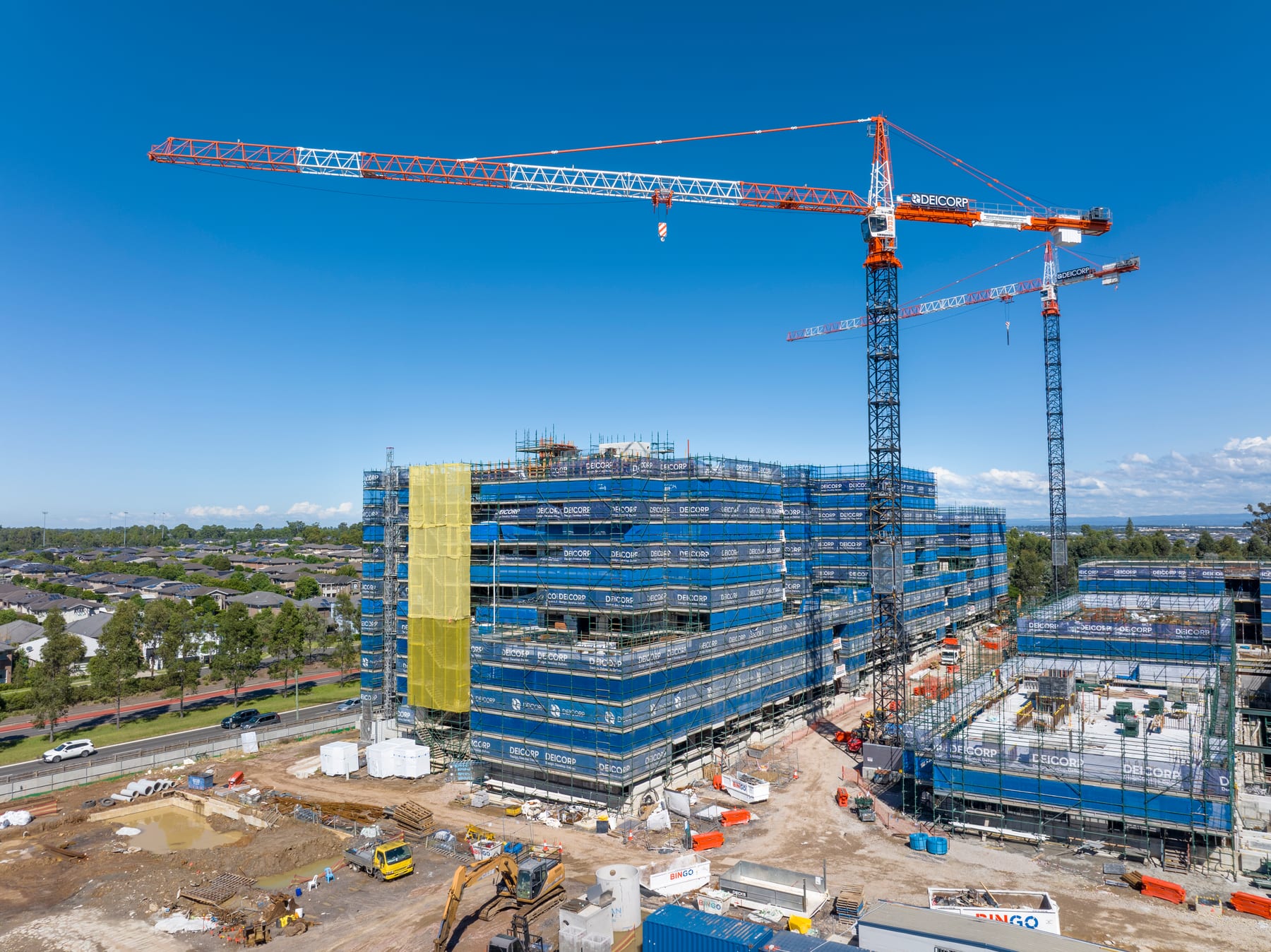 Commercial drone photography showing the scale and location of a Sydney project
